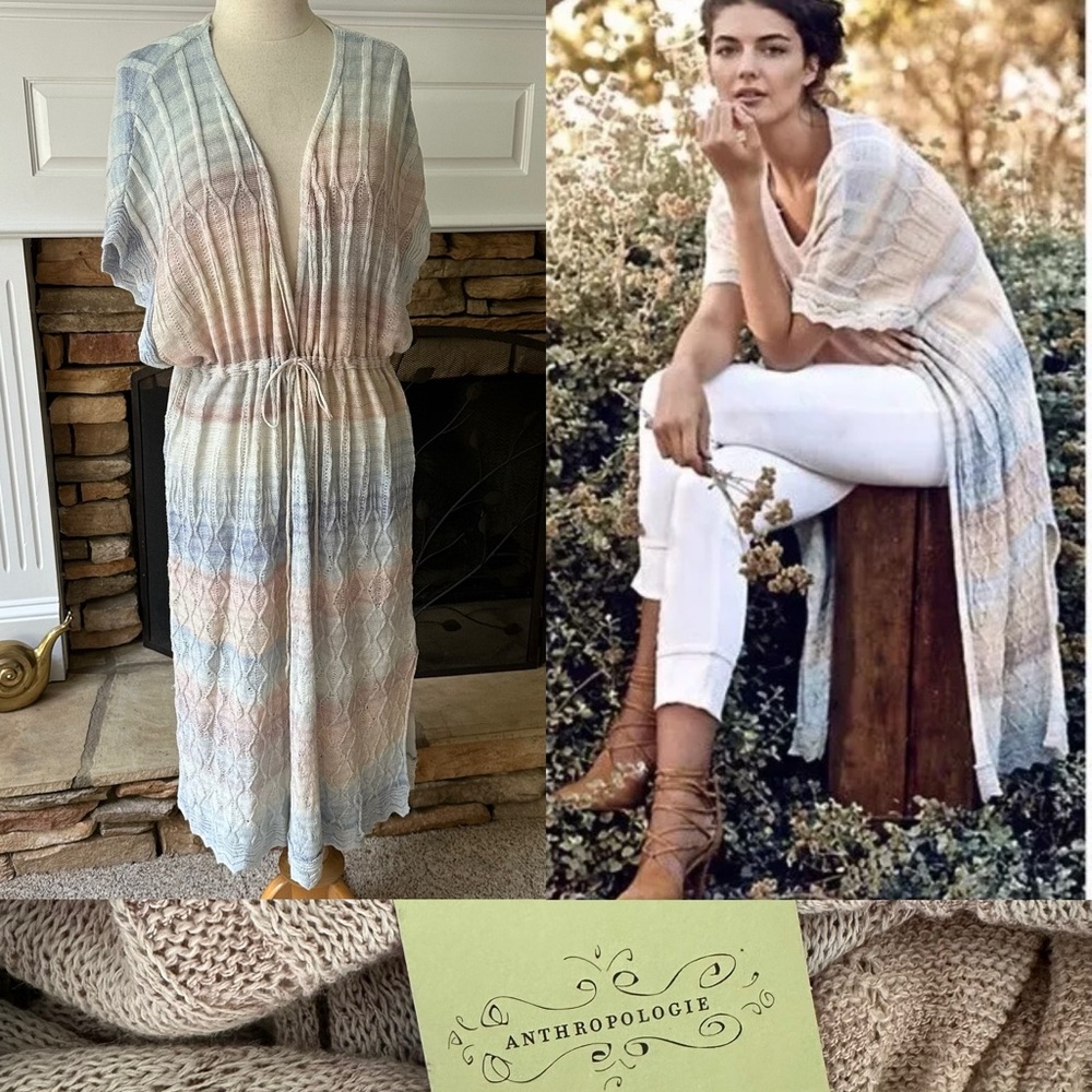 Anthropologie Pastel Striped Knit Poncho Cover-Up